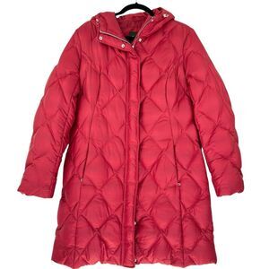 Eddie Bauer 650 Down Parka Sz L Red Long Puffer Jacket Hooded